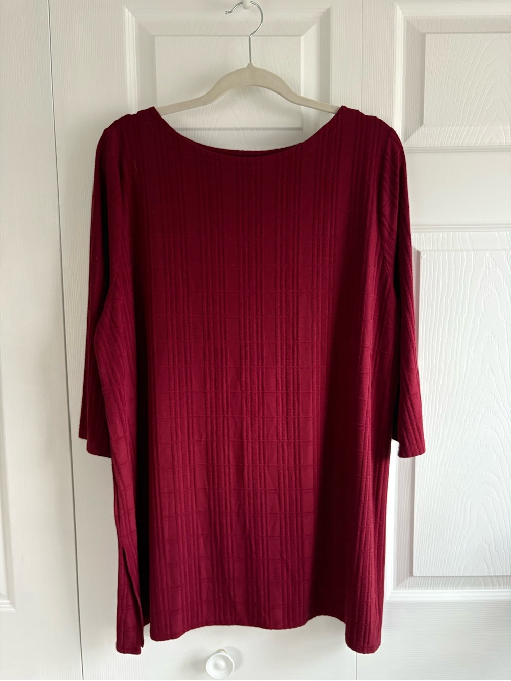 J.Jill Wearever Textured Tunic Top XL Dark Red Academia Career Teacher Comfy